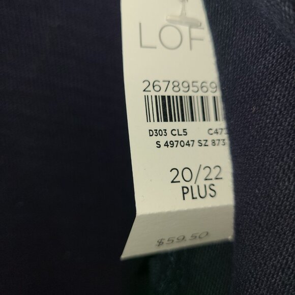 NWT LOFT Open Front Cardigan Sz 20/22 Navy Hooded Ties @ Neckline LS - Picture 6 of 7